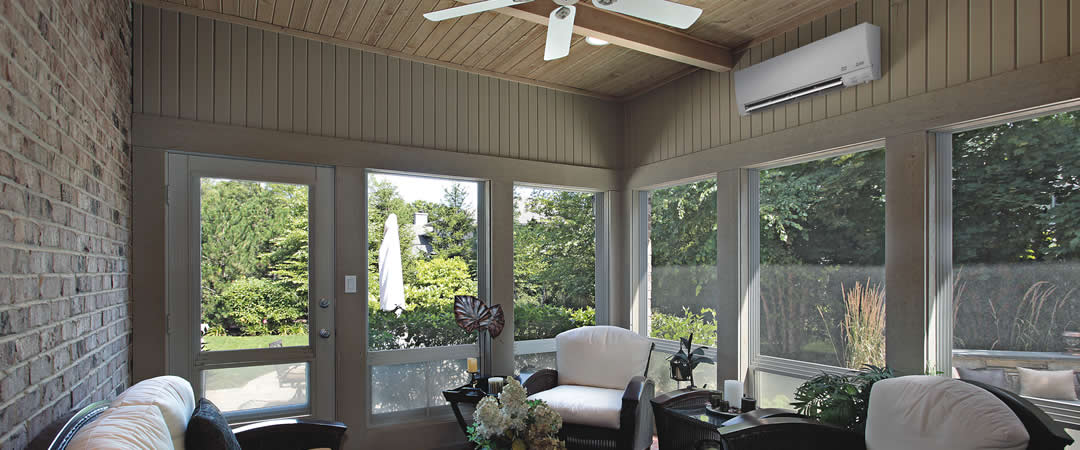 mitusbishi ductless air conditioner in sun room
